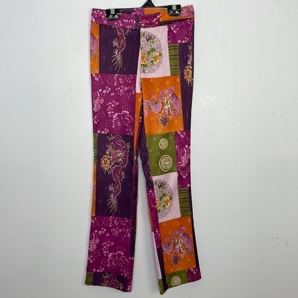 𝅺vintage made in USA patchwork oriental high waisted pants - Picture 1 of 10